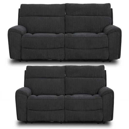 Lois Electric Reclining Sofa Suite 3 + 2 Midnight Black