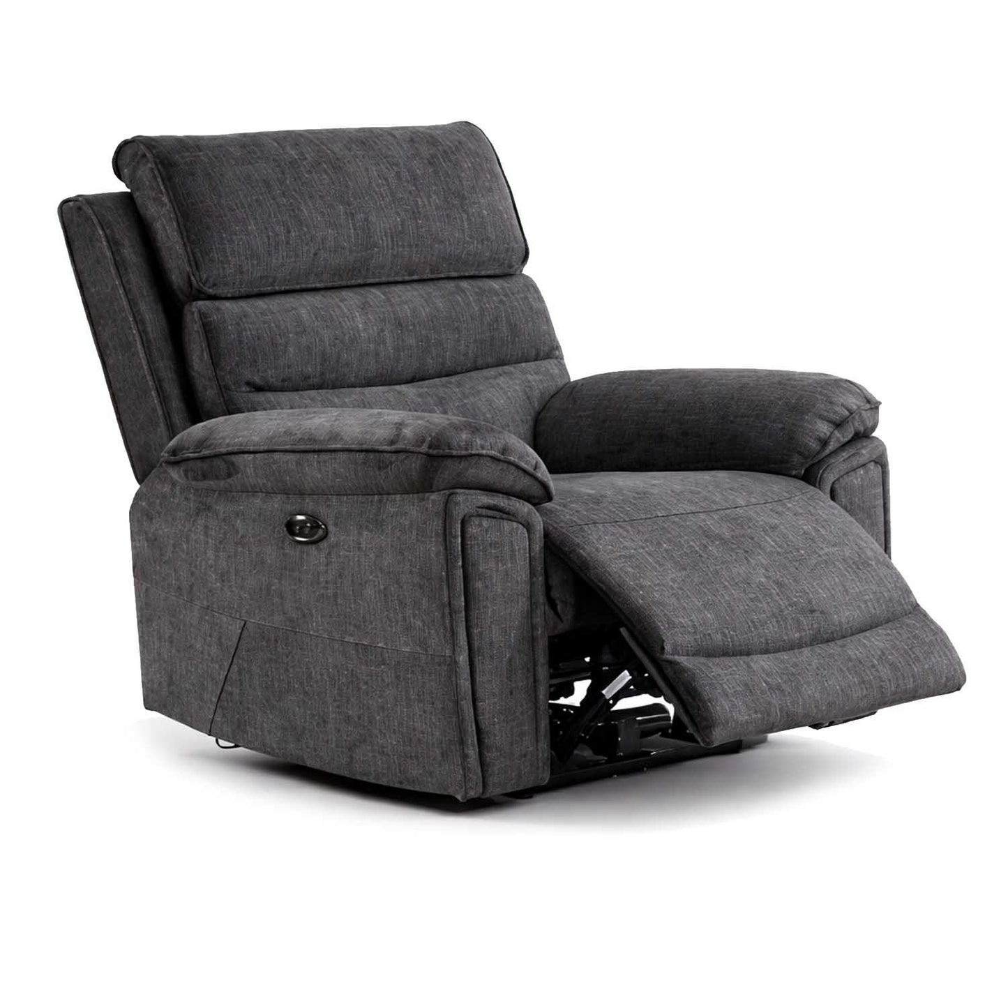Sicily Armchair Electric Power Grey Chenille Fabric Recliner