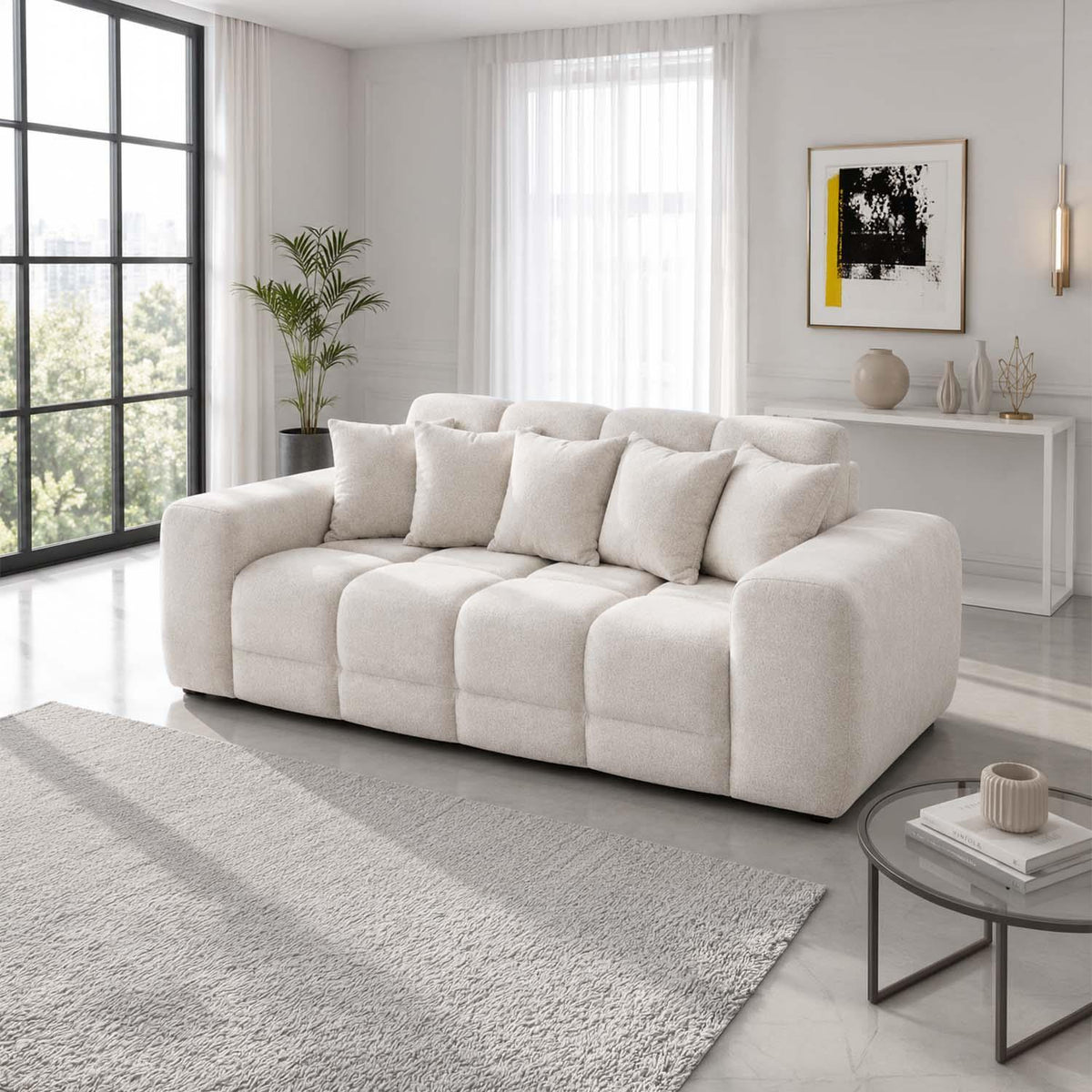 Jenson Plush Velvet 3 + 2 Seater Sofa Set Deep Seats & Boxed Arms