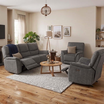 Hoxley Electric Reclining 3 Piece Sofa Suite 3 + 1 + 1 Charcoal