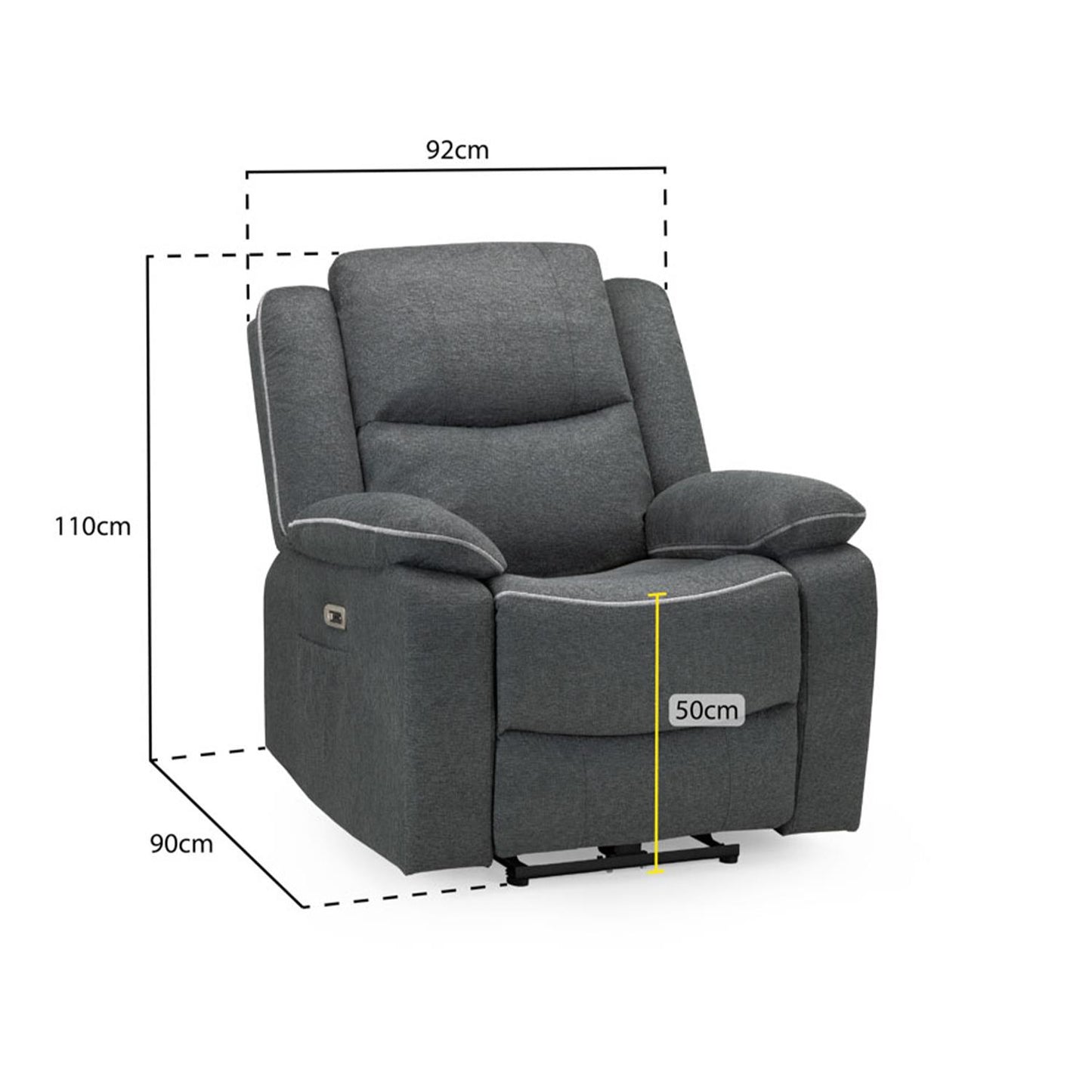 Harlow Graphite Grey Fabric 3 Piece Electric Reclining Suite 3 + 1 + 1