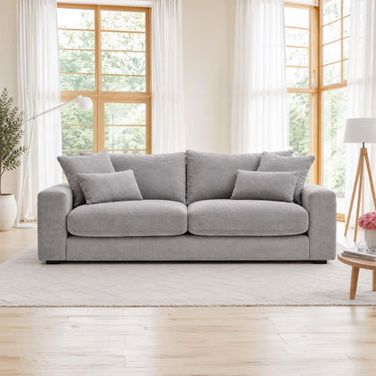 Juno 3 Seater Chenille Sofa with Removable Seat & Back Cushions