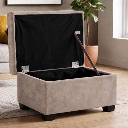 Milan Footstool With Storage Black Grey Mink