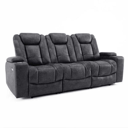 Juniper Electric Recliner 3 Seater With USB Cup Holders Brown or Grey