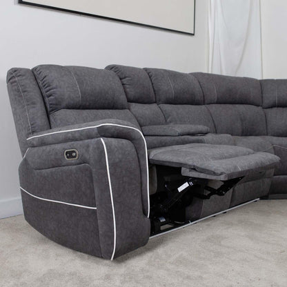 Anna Grey Fabric 5 Seater Electric Recliner Corner Sofa USB
