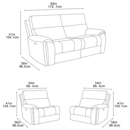 Valtos 3 + 2 + 1 Electric Recliner Sofa Suite Truffle or Grey