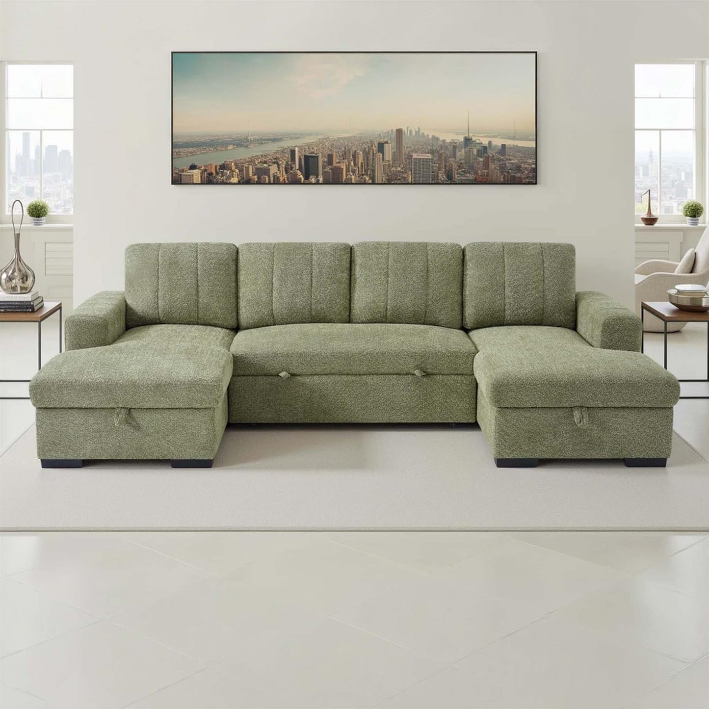 Comaro U Shaped Sofa Bed 5 Seater with Twin Storage Chaises