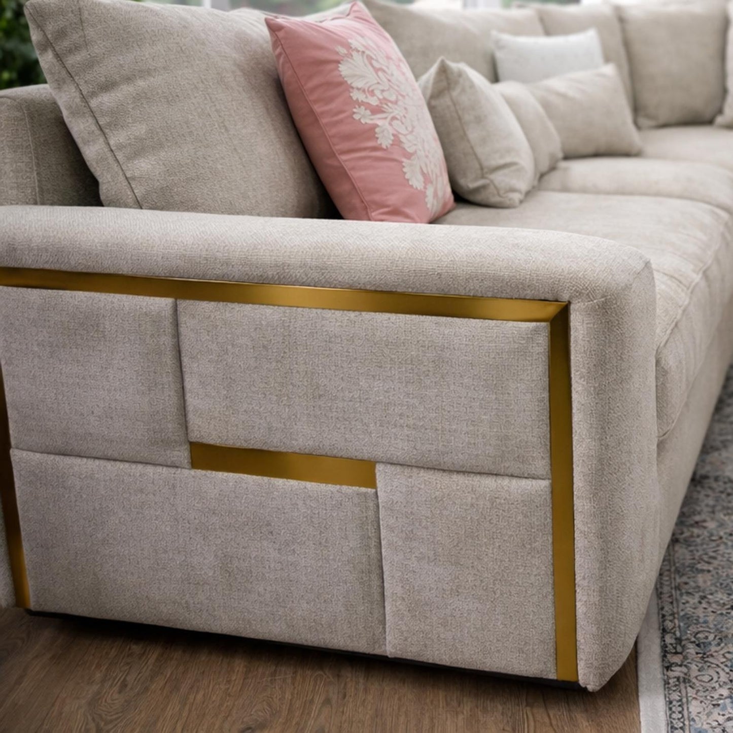 Juno L Shaped Large 5 Seater Corner Sofa Beige or Grey