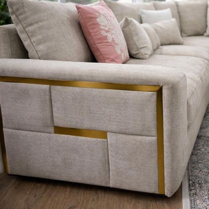 Juno L Shaped Large 5 Seater Corner Sofa Beige or Grey