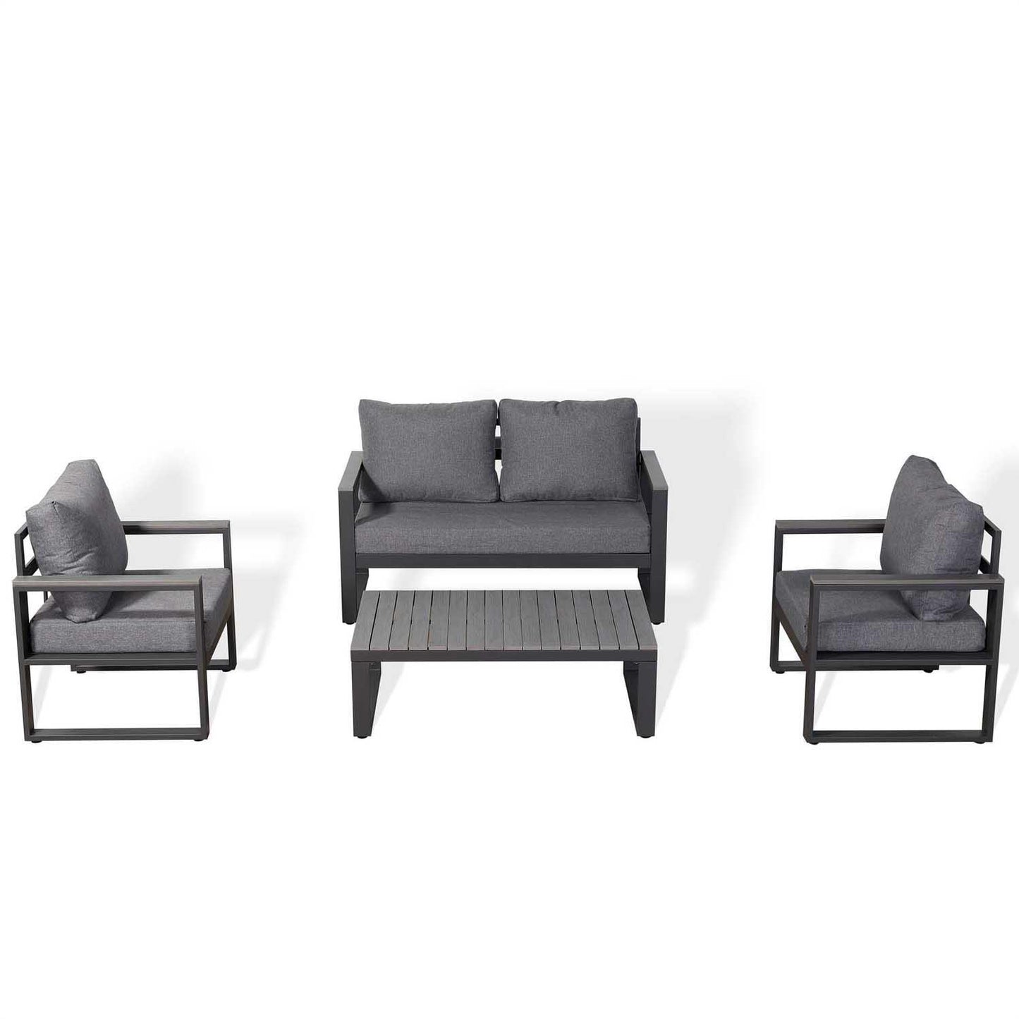 4 Seater Aluminium Garden Sofa Set with Coffee Table & Cushions