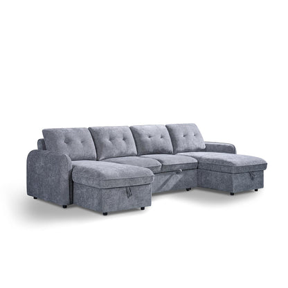 Seattle U Shaped 5 Seater Fabric Corner Sofa Bed