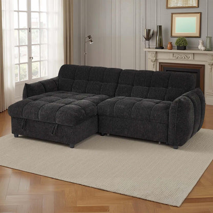 Fenton Universal Corner Sofa Bed with Storage Chaise Chenille Fabric