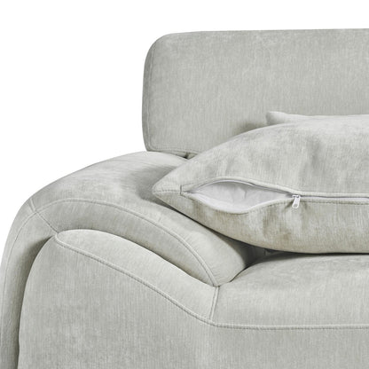 Monza L Shaped Chenille Fabric Beige Grey 4 Seater Corner Sofa RH