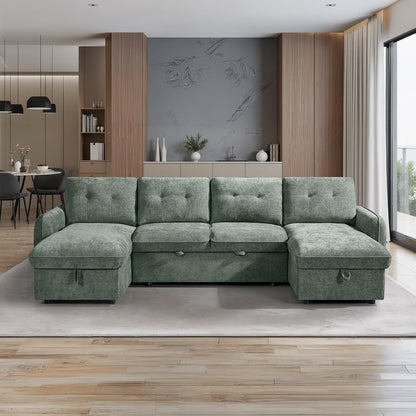 Seattle U Shaped 5 Seater Fabric Corner Sofa Bed