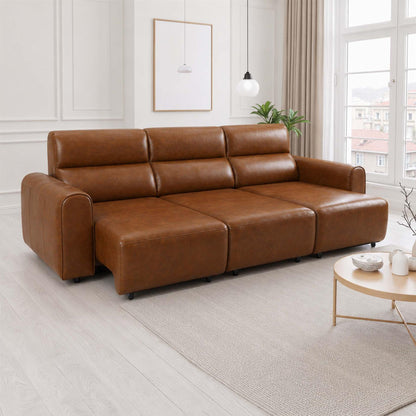 Corby 3 Seater Electric Recliner Sofa Leather Look High Back Design