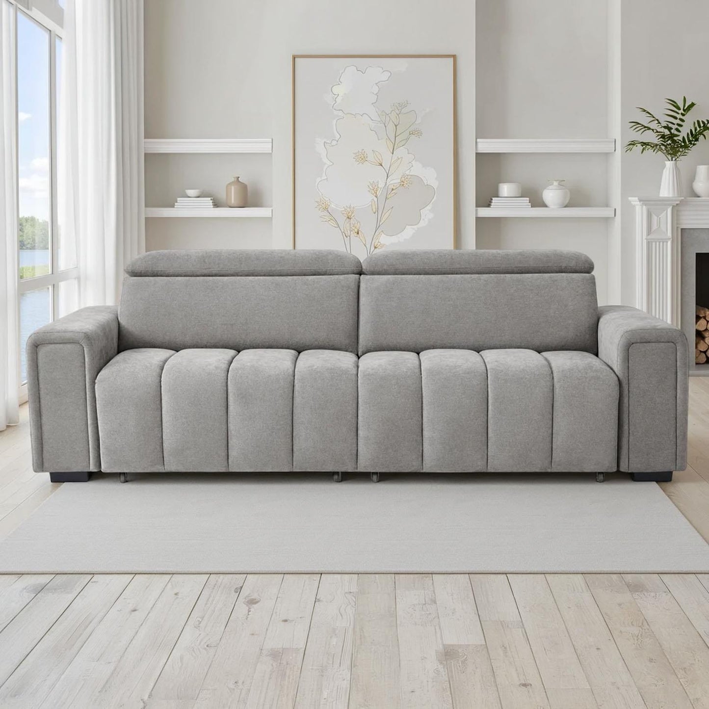 Millie 3 Seater Electric Sliding Sofa Adjustable Headrests 3 Colours