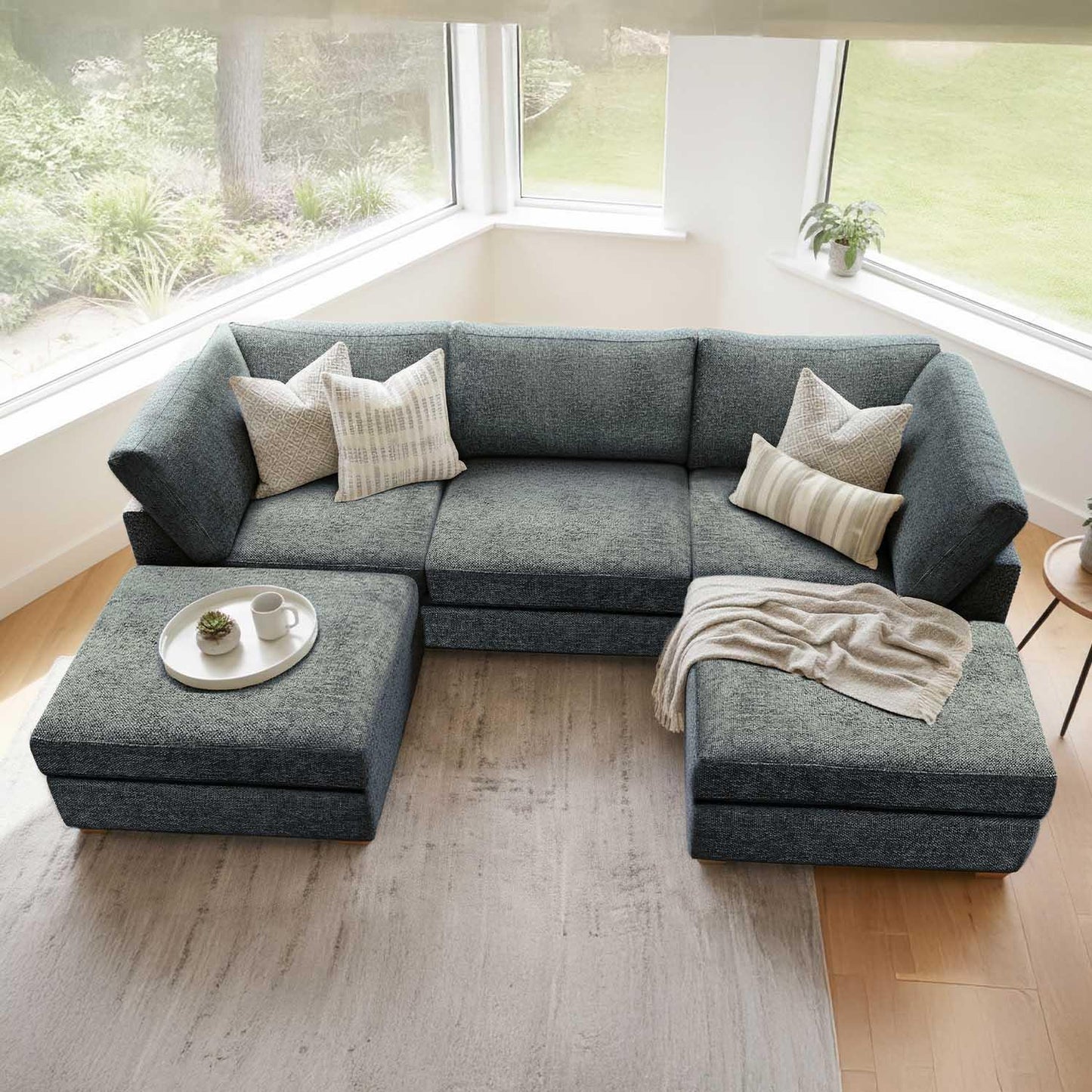 Kenzo U-Shaped 4-5 Seater Chenille Fabric Sofa