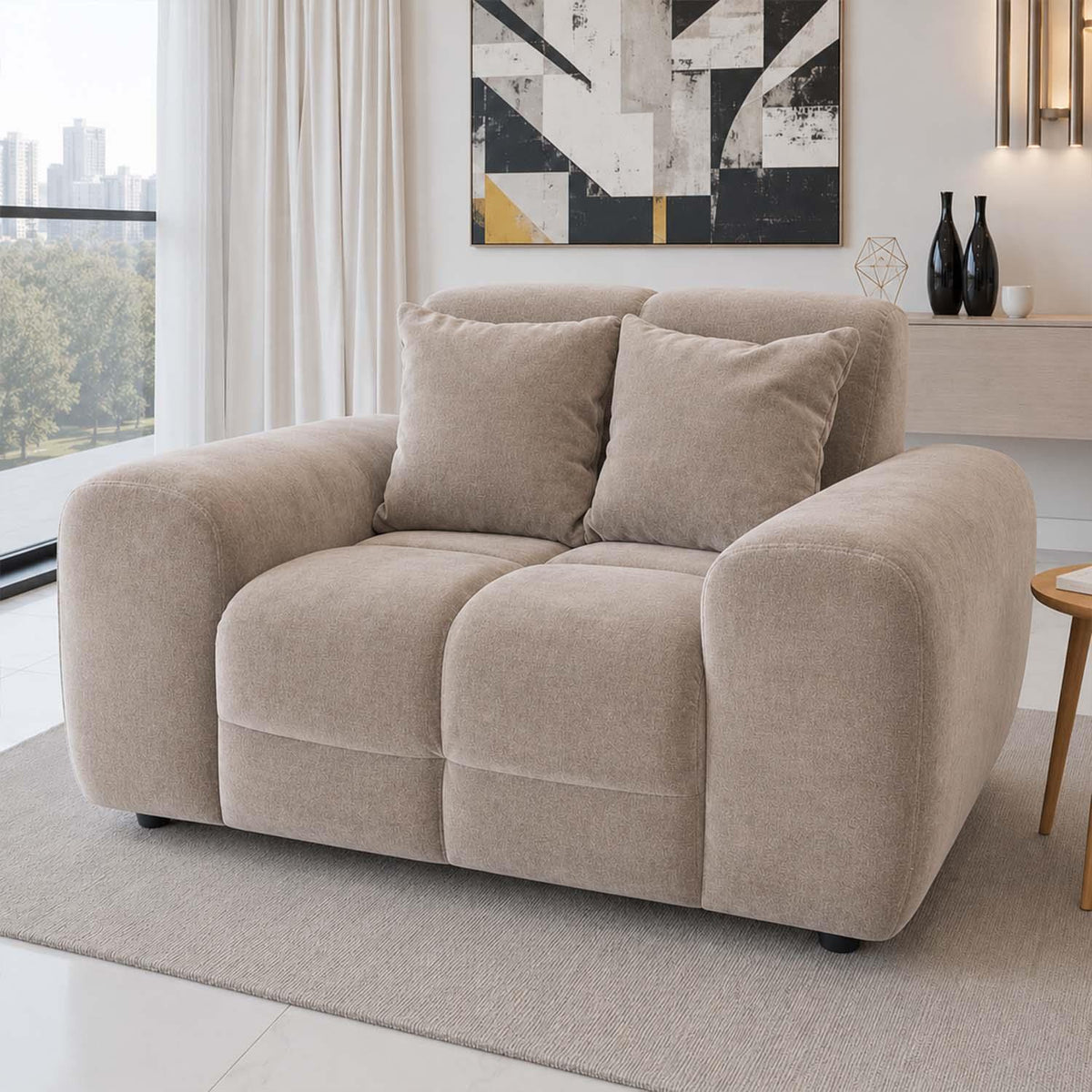 Jenson Plush Velvet Armchair with Deep Seat & Thick Boxed Arms