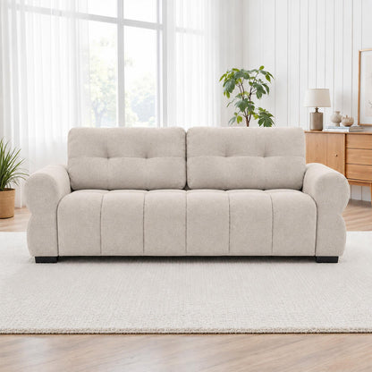 Sandford 3 Seater Fabric Sofa Rolled Arms Beige or Grey