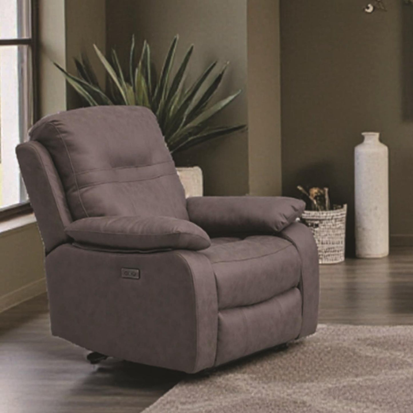 Jax Grey Fabric Electric Power Reclining Armchair Single Seater