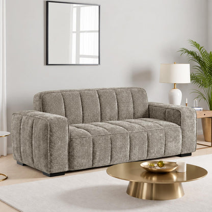 Preston 3 2 1 Sofa Suite Woven Fabric 3 Piece Set Beige Grey Olive