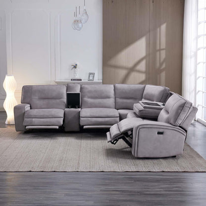 Caleb Power Electric Reclining Corner Sofa 5 Seater Aspen Latte USB