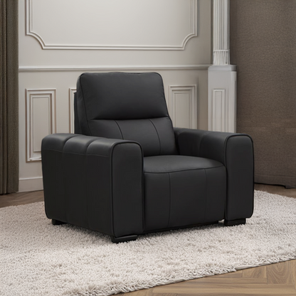 Belleza Modern Genuine Leather Electric Reclining Armchair Black