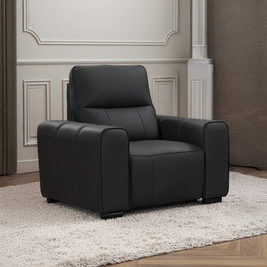 Belleza Modern Genuine Leather Electric Reclining Armchair Black