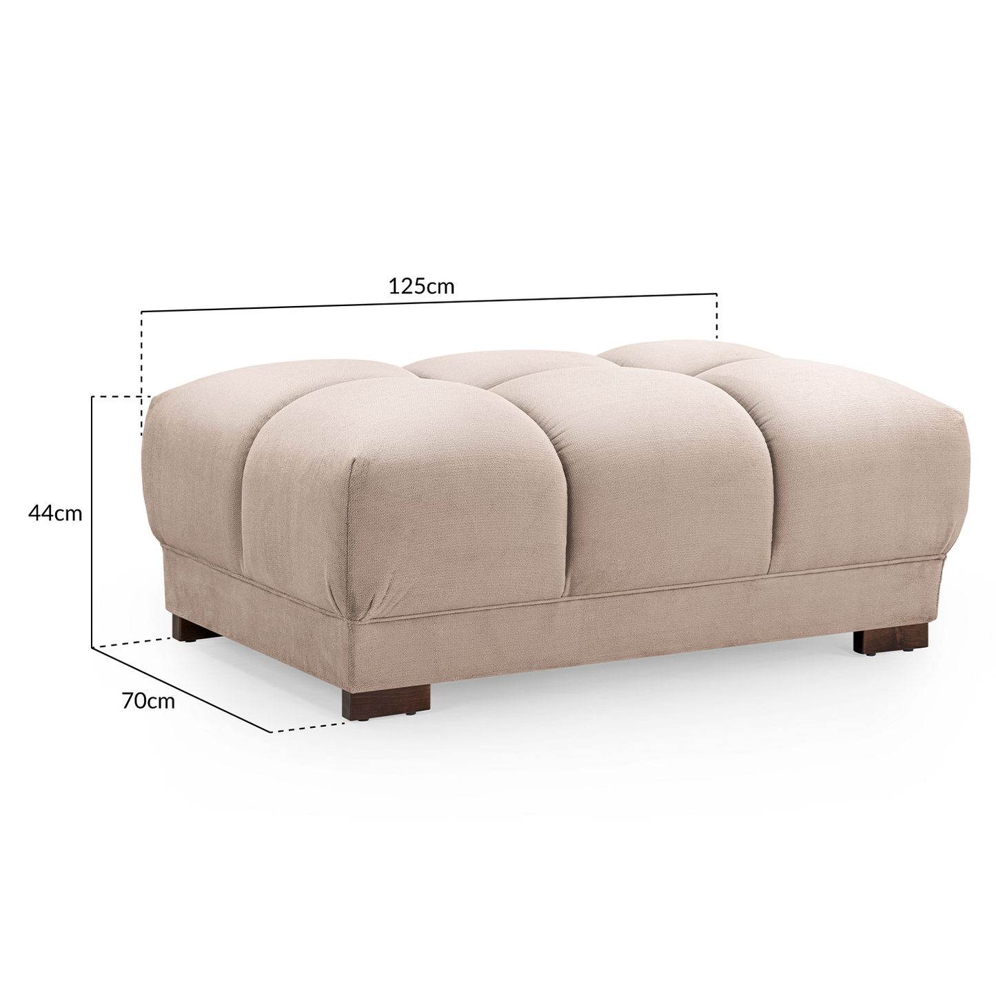 Zura Plush Velvet Large Footstool Sofa Accessory | Cream, Grey or Mocha
