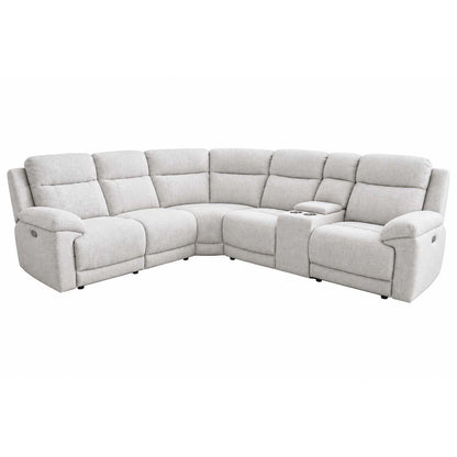 Orson 5 Seater Electric Recliner Corner Sofa Console Beige or Grey