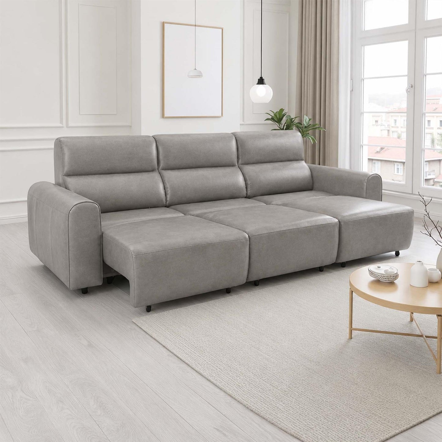 Corby 3 Seater Electric Recliner Sofa Leather Look High Back Design