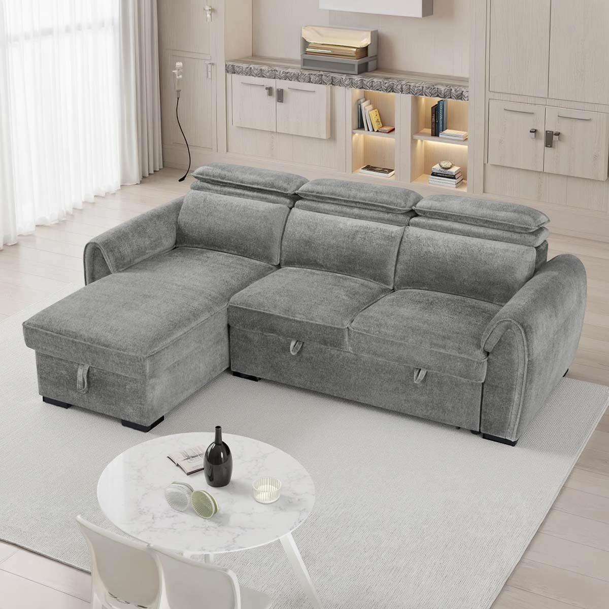 Carlo Universal Corner Sofabed with Storage & Adjustable Headrests
