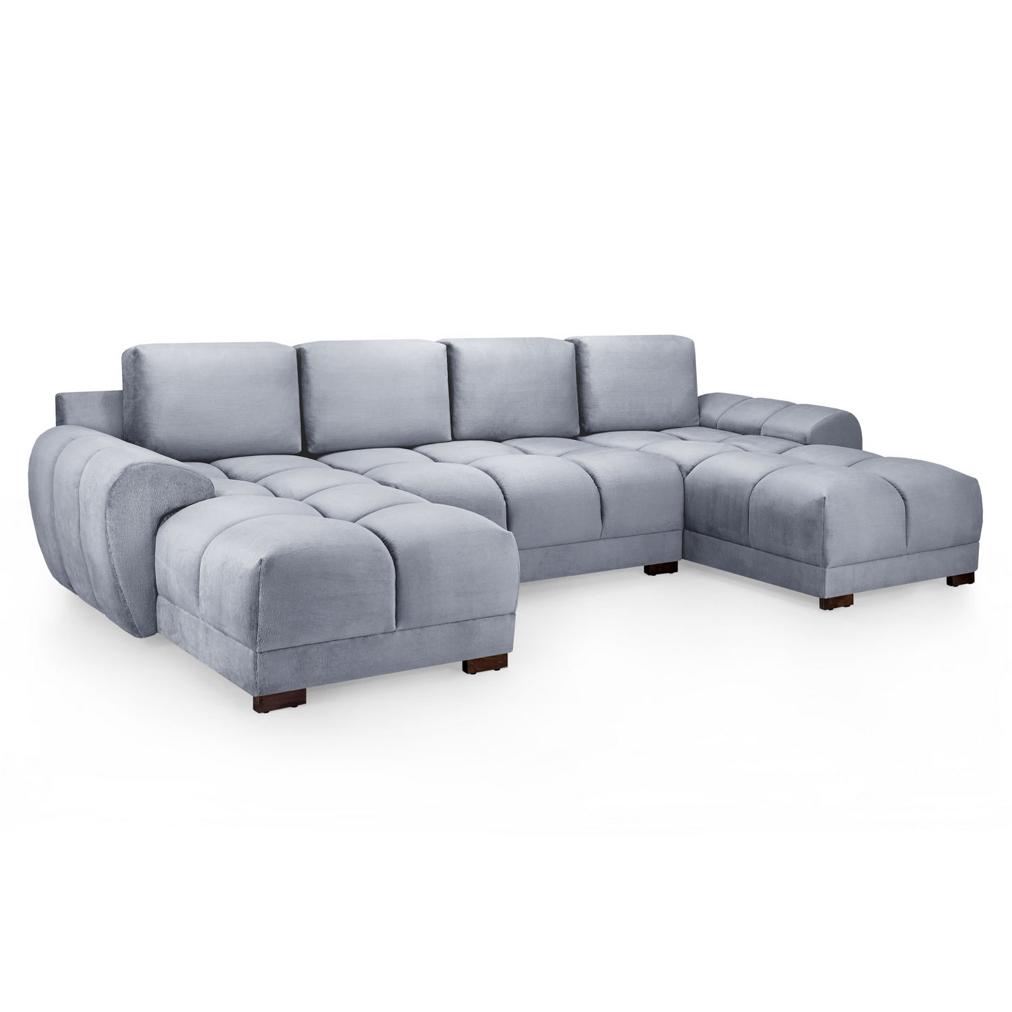 Zura Plush Velvet Large U Shaped 4 - 5 Seater Sofa  | Cream, Grey or Mocha