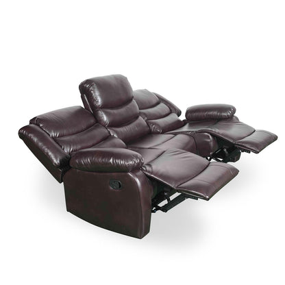 Cortland Leather Look 3 Seater Manual Reclining Sofa Black or Brown