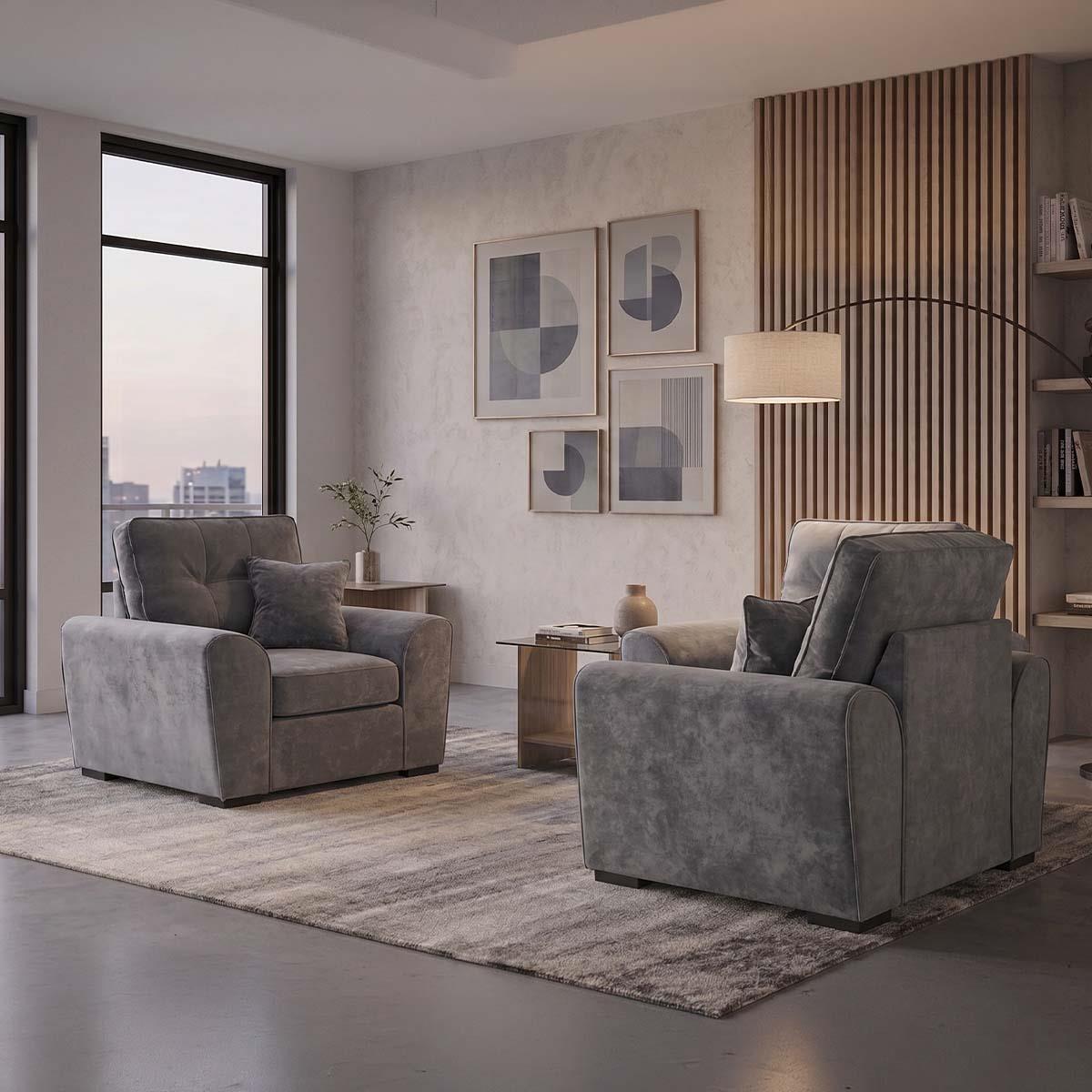 Montford Grey 3 + 2 + 1 Three Piece Sofa Suite High Back Fabric