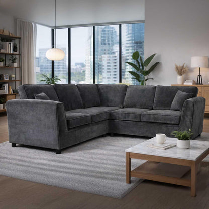 Ascot 5 Seater Corner Sofa Chenille Fabric Beige or Charcoal