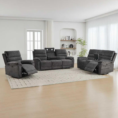 Sicily 3 Piece Electric Power Grey Fabric Recliners 3 + 2 + 1