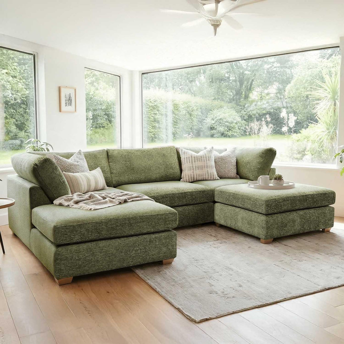Kenzo U-Shaped 4-5 Seater Chenille Fabric Sofa