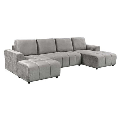 Stanford U Shaped Plush Velvet Sofa Bed Storage Beige Green or Grey