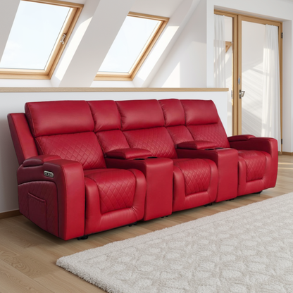 Florida Cinema 3 Seater Electric Reclining Leather Sofa