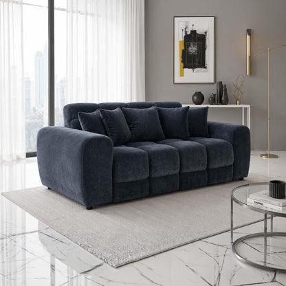 Jenson 3 Seater Plush Velvet Sofa with Deep Seats & Boxed Arms
