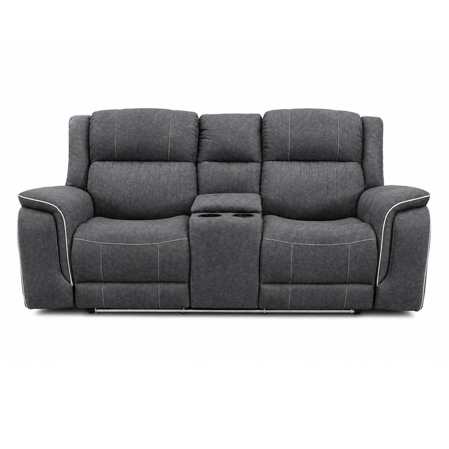Anna Grey Fabric Electric Reclining Sofa Suite USB Charging Cup Holder