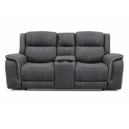 Anna Grey Fabric Electric Reclining Sofa Suite USB Charging Cup Holder