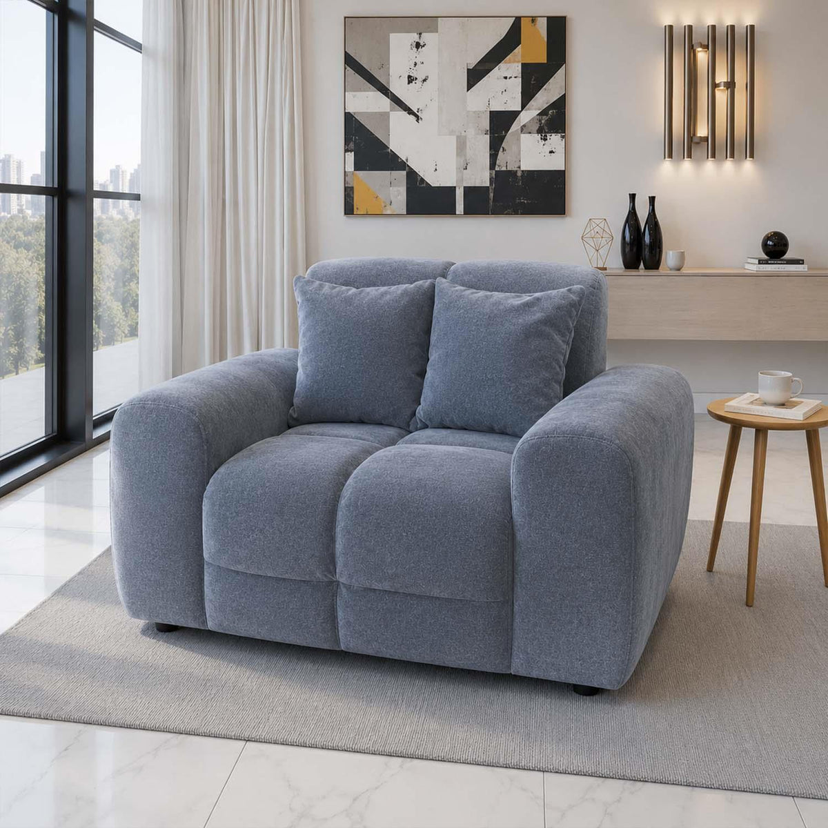 Jenson Plush Velvet Armchair with Deep Seat & Thick Boxed Arms