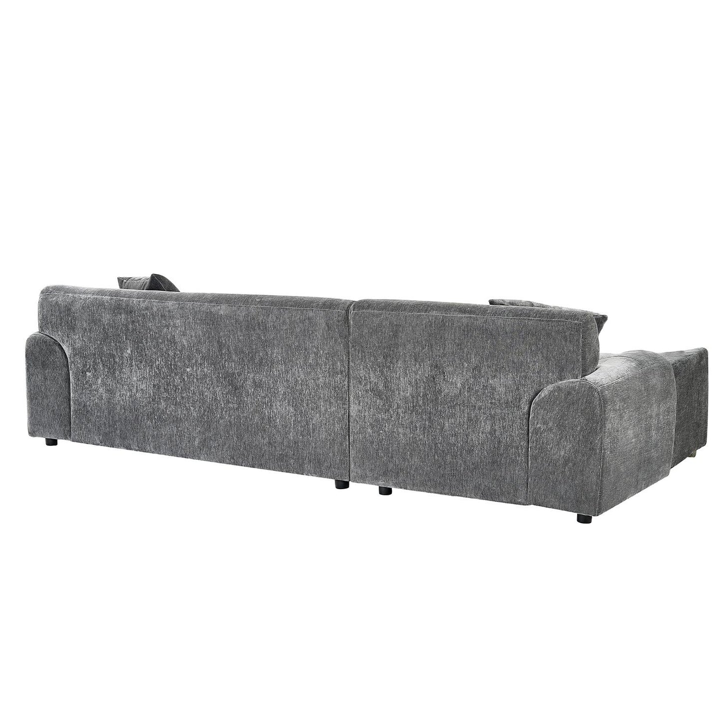 Monza L Shaped Chenille Fabric Beige Grey 4 Seater Corner Sofa LH