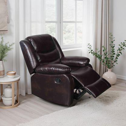 Cortland Leather Look 3 Piece Sofa Suite Manual Reclining Black or Brown