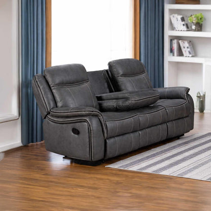 Tara Reclining 3 Piece Sofa Suite Grey Leather Look Fabric 3 + 2 + 1