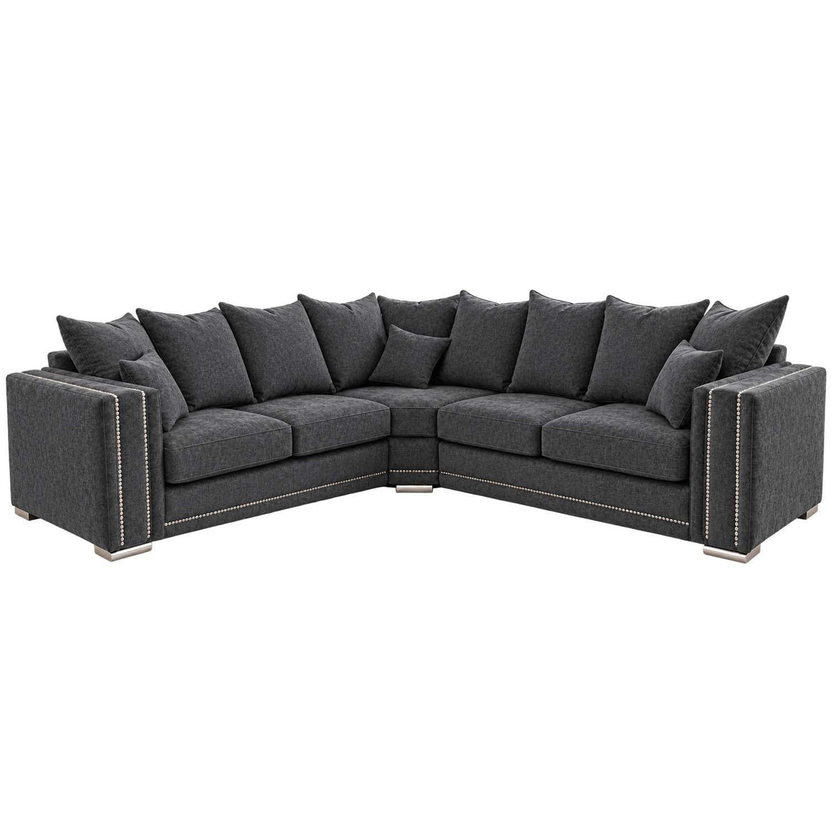 Brentford Grey Chenille Scatter Back Corner Sofa