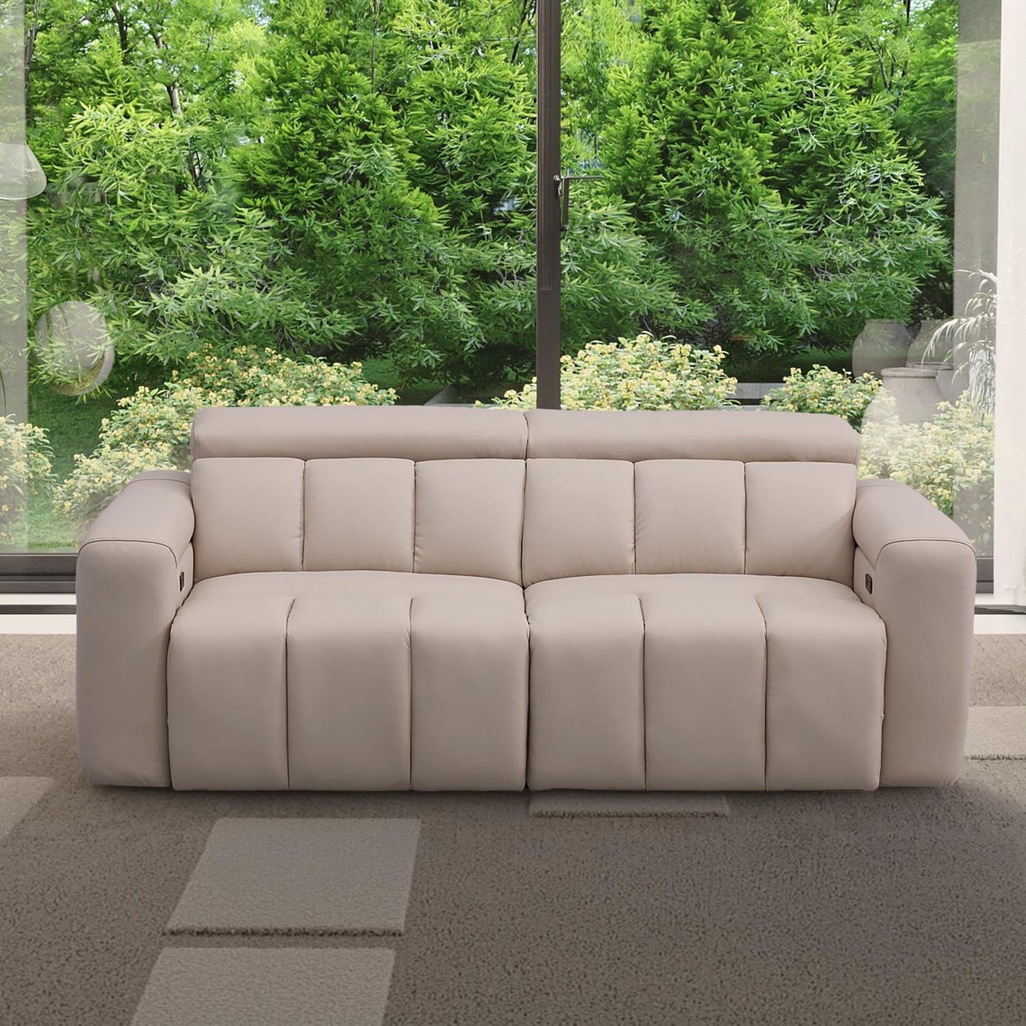 Delilah Electric Reclining Cream Oslo 3 Seater Sofa With Soundbar