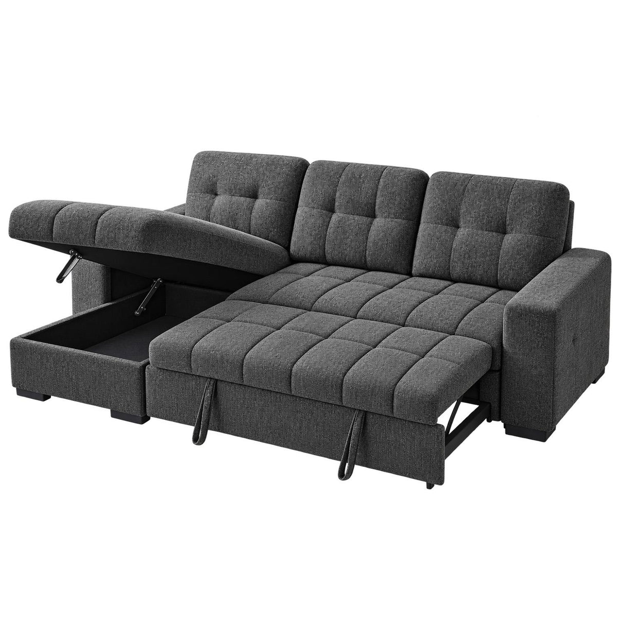 Luna 4 Seater Corner Sofa Bed Storage Chaise Beige Grey or Teal